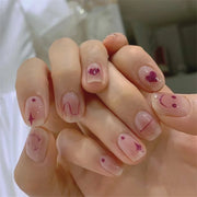 24Pcs/Set Wearing Short Fake Nails for Girls Press on Nail Tips Full Cover Acrylic with Diamonds False Nails Art Free Shipping