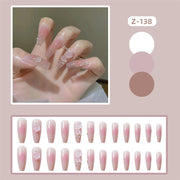 24Pcs/Set Wearing Short Fake Nails for Girls Press on Nail Tips Full Cover Acrylic with Diamonds False Nails Art Free Shipping