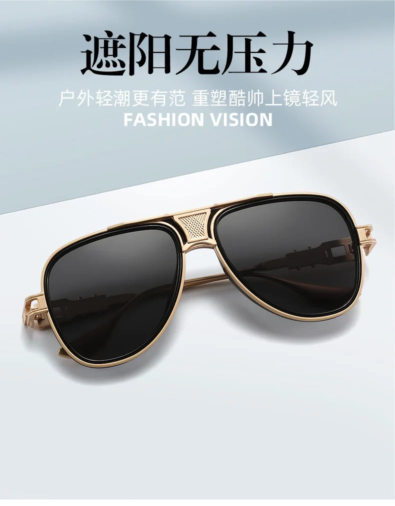 Luxury Steampunk Sunglasses Men Metal Square Pilot Shades UV400 Brand Dseigner Retro Popular