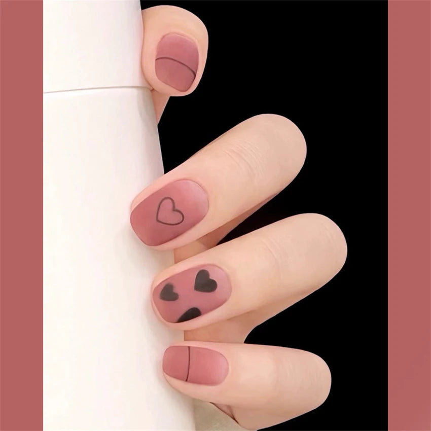 24Pcs/Set Wearing Short Fake Nails for Girls Press on Nail Tips Full Cover Acrylic with Diamonds False Nails Art Free Shipping