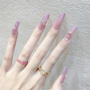 24Pcs/Set Wearing Short Fake Nails for Girls Press on Nail Tips Full Cover Acrylic with Diamonds False Nails Art Free Shipping