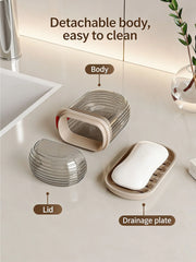 1pc Portable Travel Soap Box with Lid, Portable Sealed Drain Soap Container, Suitable for Travel and Outdoor Leisure.