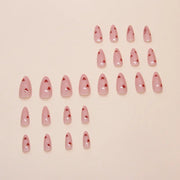 24Pcs/Set Sweet Love Fake Nail with Gradient French Press on Nails Reusable Short Full Cover Nail Tips for Women Wholesale