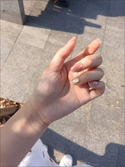 10pcs Cute False Short Nails Glossy Pink Star Press On Square Nails With Glitter Natural Unbreakable Wear For Girls Woman