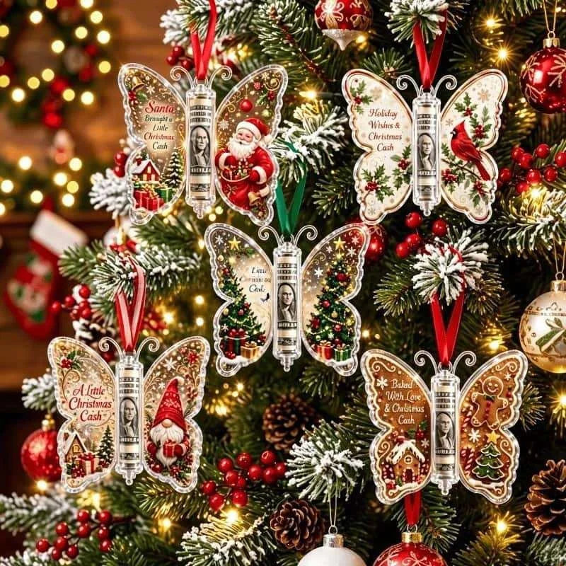 Christmas Cash Gift Butterfly Ornament – Creative Money Holder for Christmas Trees