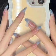 24Pcs/Set Wearing Short Fake Nails for Girls Press on Nail Tips Full Cover Acrylic with Diamonds False Nails Art Free Shipping
