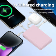 Mini 5000mAh Power Bank – 3 Built-In Charging Cables | Compact Portable Charger