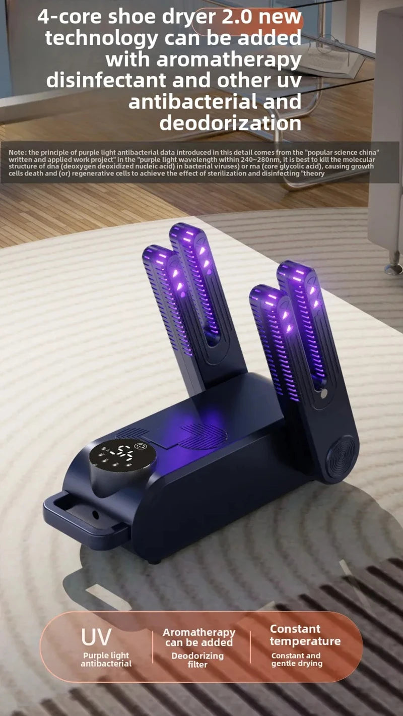 Smart Shoe Dryer | UV Deodorizing, Antibacterial, Multi-speed Timing Contro,l Home Dryer Disinfectant
