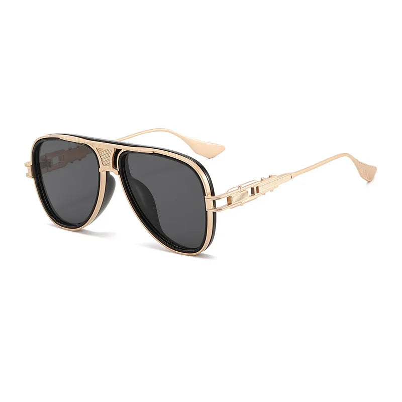 Luxury Steampunk Sunglasses Men Metal Square Pilot Shades UV400 Brand Dseigner Retro Popular