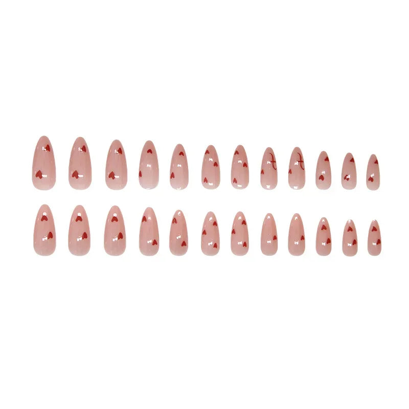 24Pcs/Set Sweet Love Fake Nail with Gradient French Press on Nails Reusable Short Full Cover Nail Tips for Women Wholesale