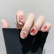 24Pcs/Set Wearing Short Fake Nails for Girls Press on Nail Tips Full Cover Acrylic with Diamonds False Nails Art Free Shipping