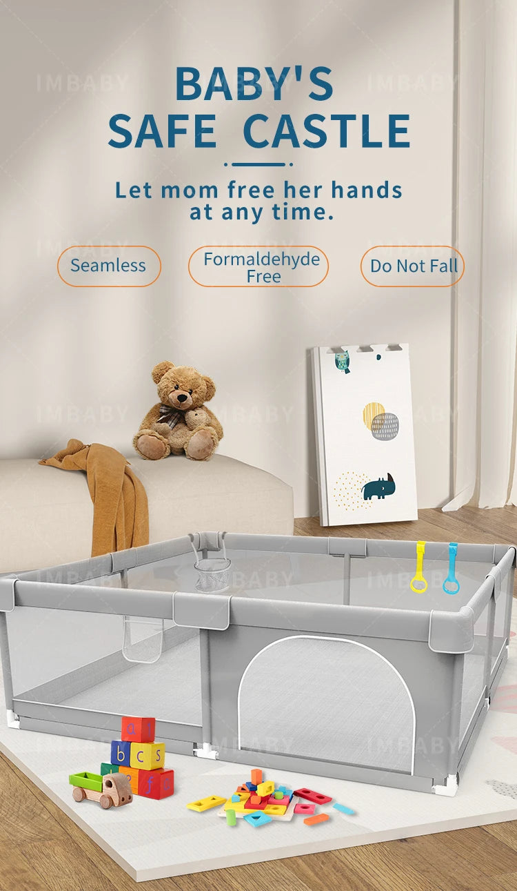 IMBABY Baby Playpen Gray Baby Activity Fence Large Baby Playground Safety Activities for Babies Games Park Playpen for Children
