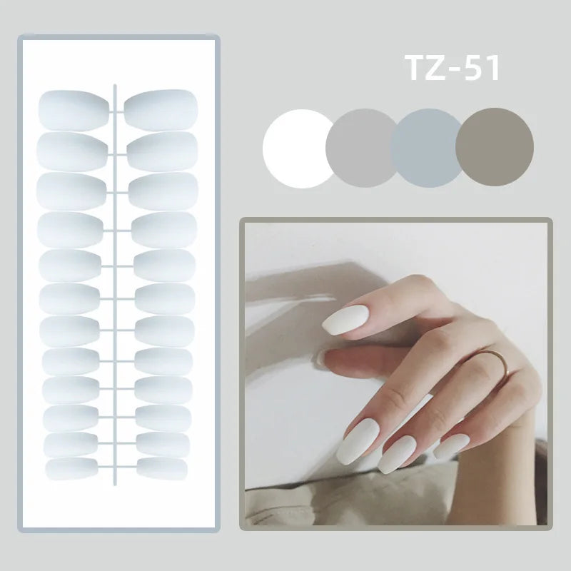 24Pcs/Set Wearing Short Fake Nails for Girls Press on Nail Tips Full Cover Acrylic with Diamonds False Nails Art Free Shipping