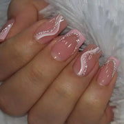 24Pcs/Set Sweet Love Fake Nail with Gradient French Press on Nails Reusable Short Full Cover Nail Tips for Women Wholesale
