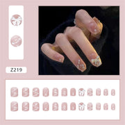24Pcs/Set Wearing Short Fake Nails for Girls Press on Nail Tips Full Cover Acrylic with Diamonds False Nails Art Free Shipping