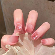 24Pcs/Set Wearing Short Fake Nails for Girls Press on Nail Tips Full Cover Acrylic with Diamonds False Nails Art Free Shipping