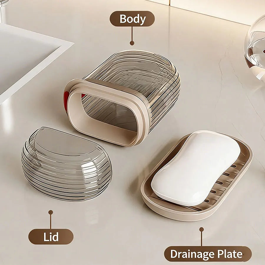 1pc Portable Travel Soap Box with Lid, Portable Sealed Drain Soap Container, Suitable for Travel and Outdoor Leisure.