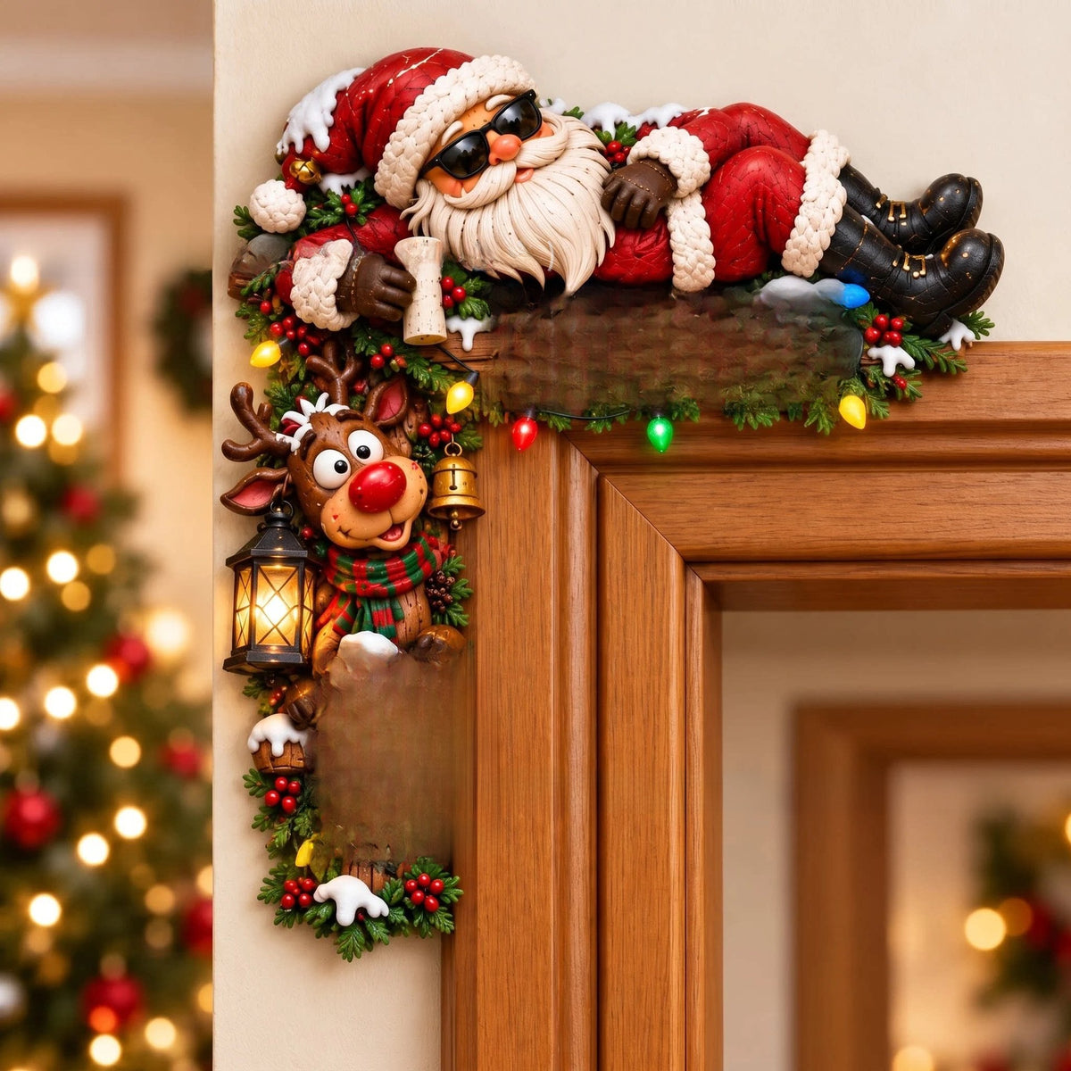 Christmas Peekaboo Door Frame Corner Decor